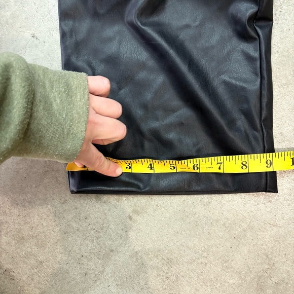 Zara Women Faux Leather Pleather Black Wide Leg Pants Trousers Chic Bikercore XS - Picture 10 of 10